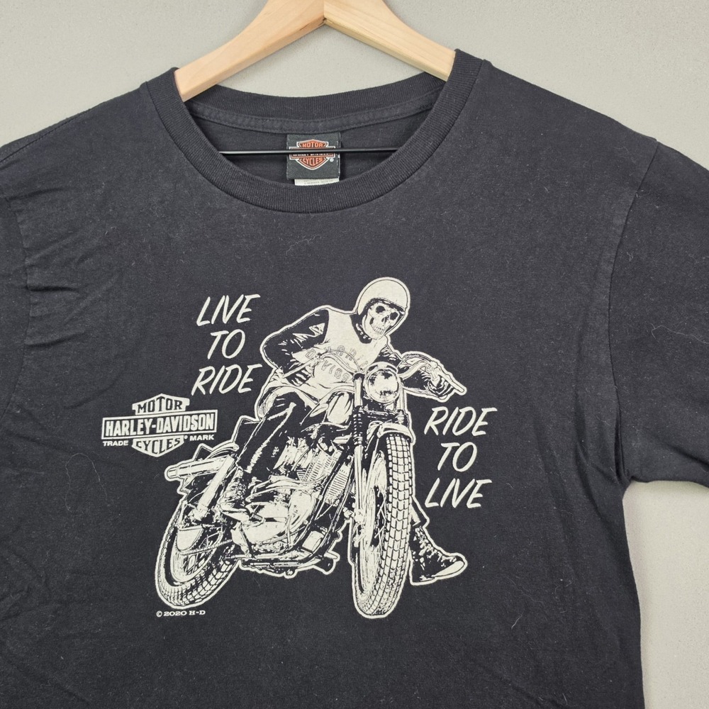 Harley Davidson T-Shirt Mens M Black Live To Ride Skeleton Biker Eisenhauer's PA